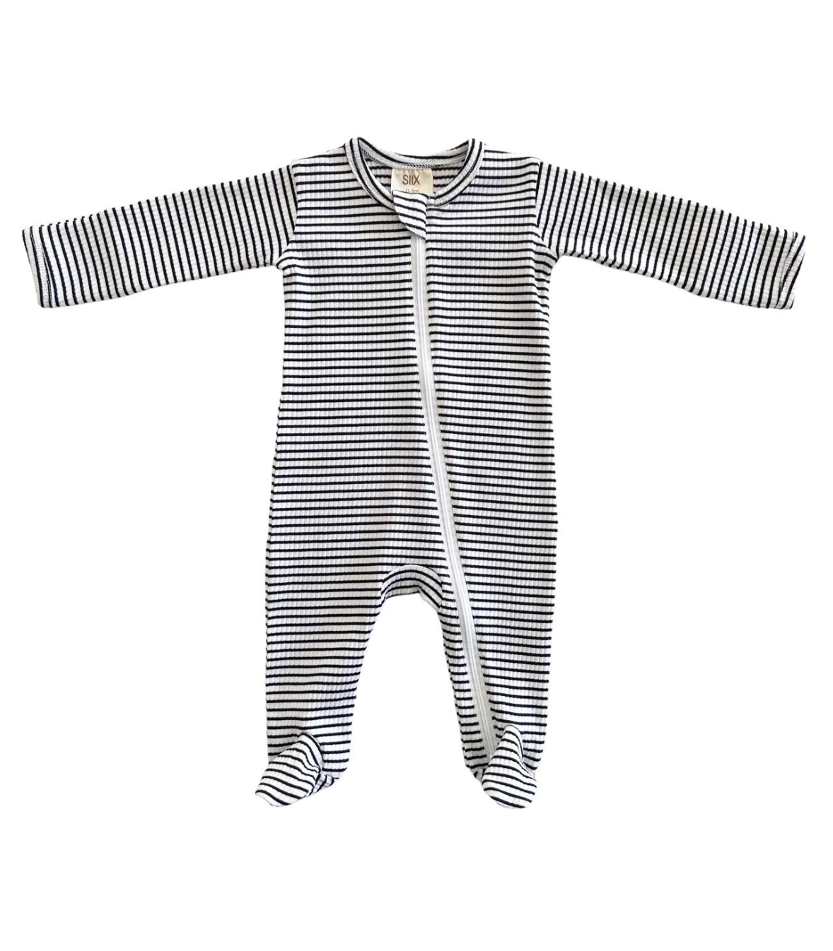 Black Stripe / Organic Ribbed Zip Footie (Baby - Kids)