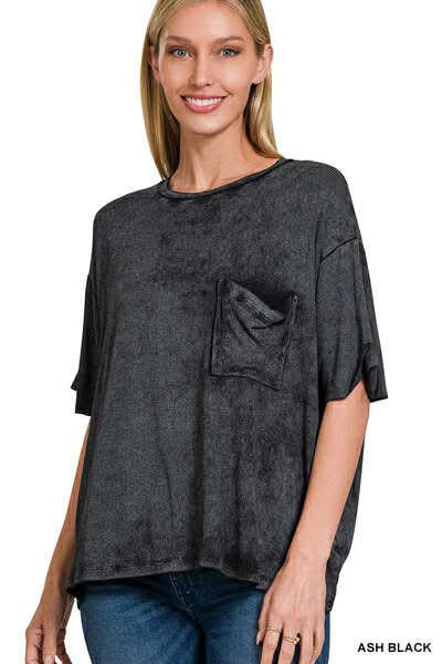 Ready to Ship: Acid Wash Pocket Tee