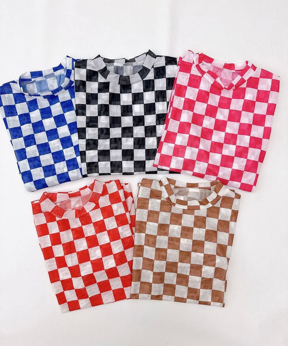 Pre-Order: Mom & Me Checkered Mesh Top