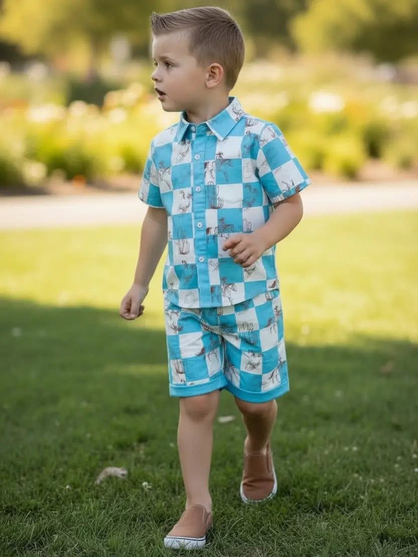 Pre-Order: Boys Button Up Short Sets - Salt Threads