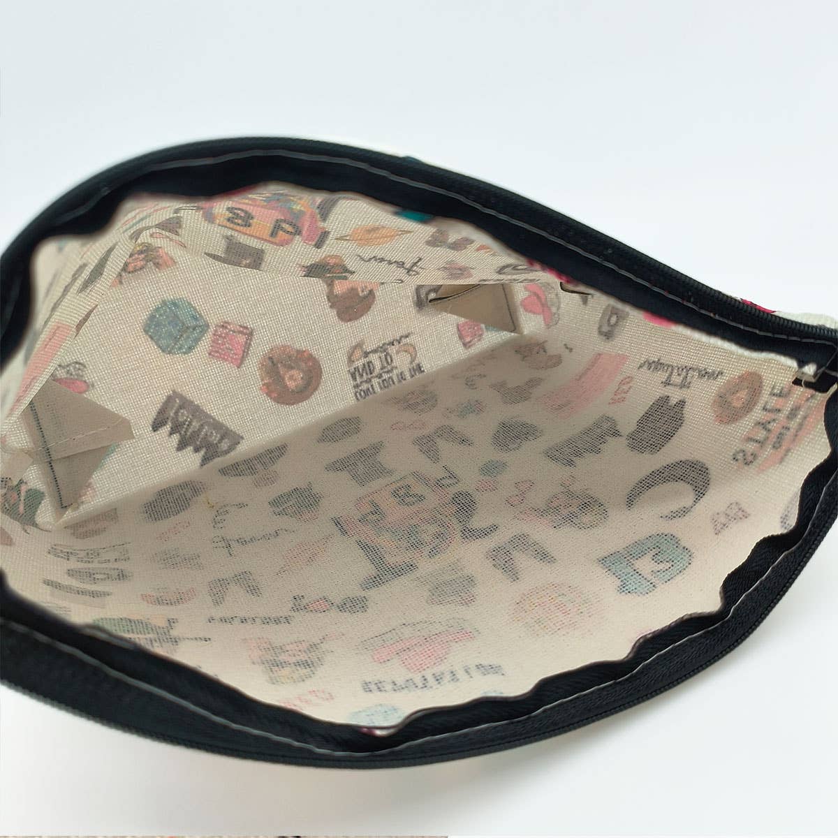 LINEN DOUBLE-SIDED PRINT COSMETIC BAG {RTS}