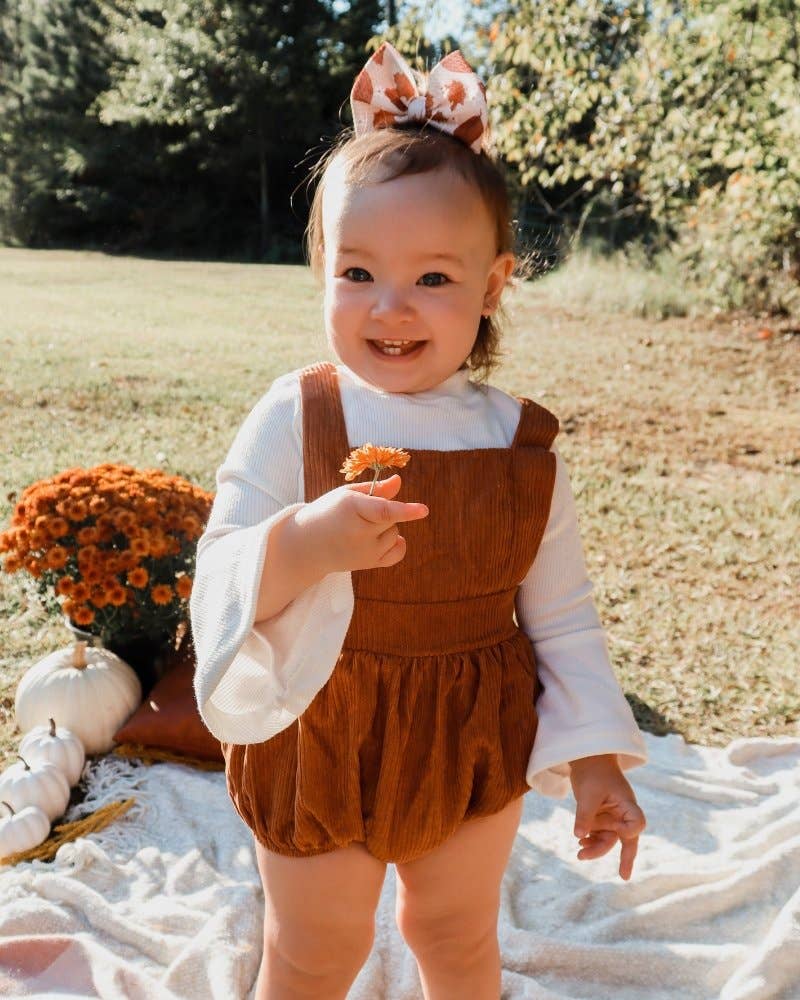 Dolly Suspender Bubble Romper - Praline Corduroyj