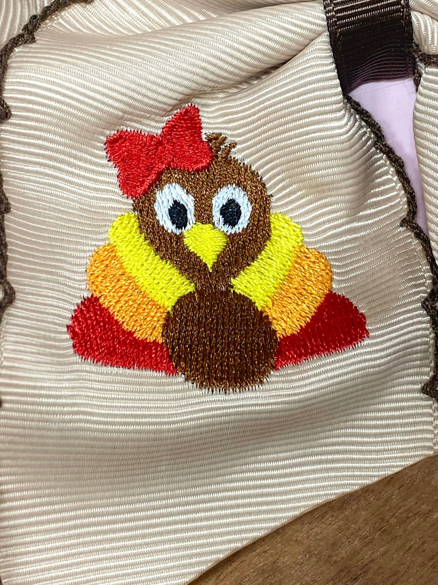 Ready to Ship: Turkey Embroidered Moonstitch Hair Bow
