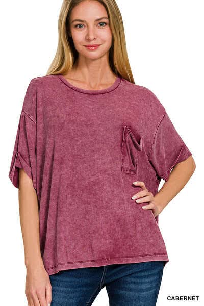 Ready to Ship: Acid Wash Pocket Tee