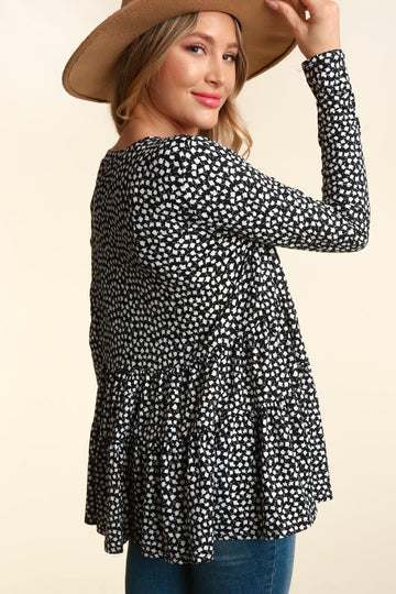 Black Floral Ruffle Peplum {RTS}