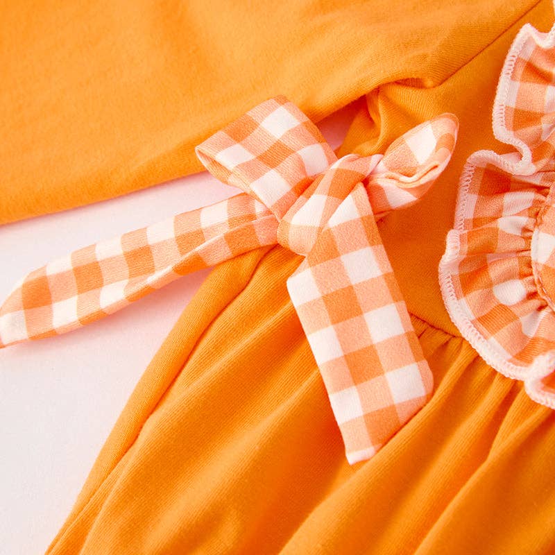 Ready to Ship: Baby Girls Halloween Pumpkin Chenille Patches Long Sleeves Romper