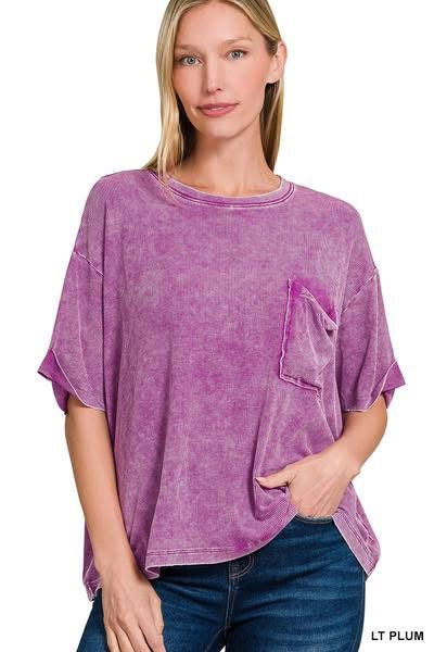 Ready to Ship: Acid Wash Pocket Tee