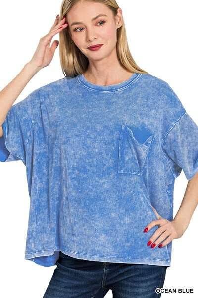 Ready to Ship: Acid Wash Pocket Tee