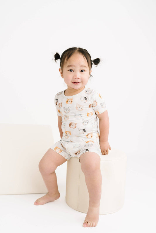 Cuddly Cats Bamboo Shorts Set {RTS} - Salt Threads