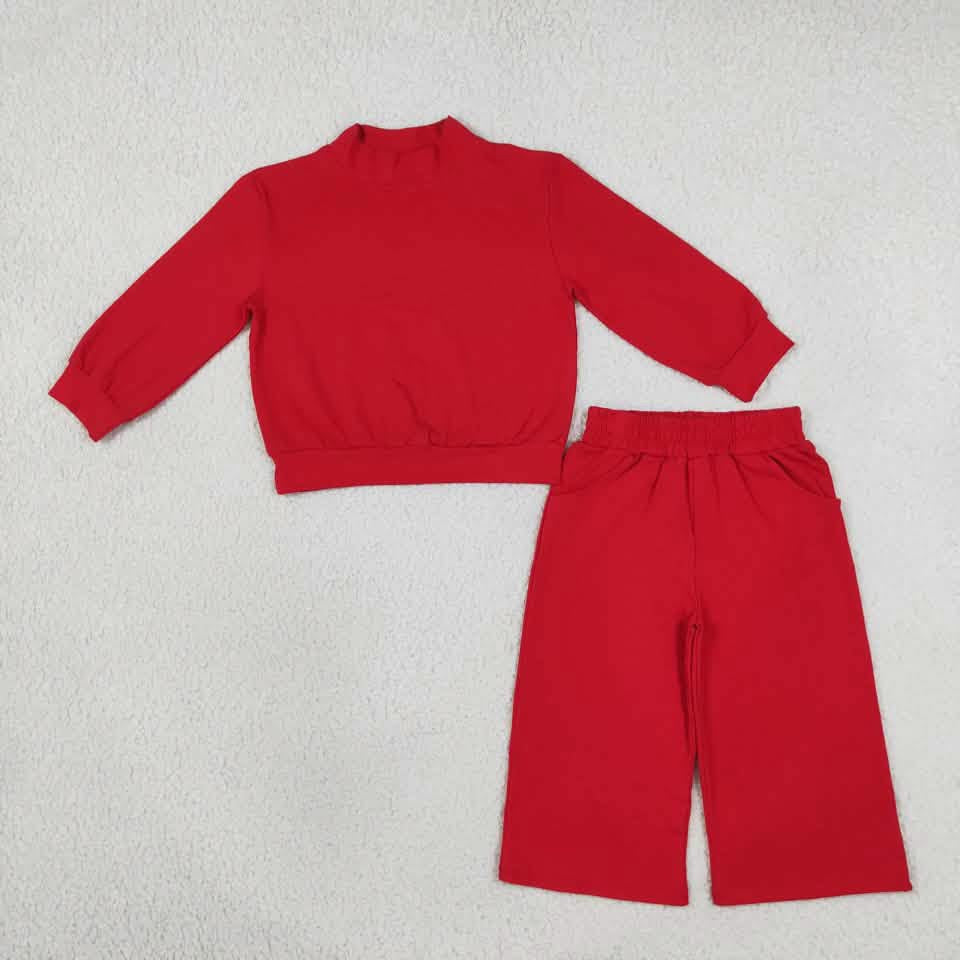 Pre-Order: Girls Yoga Fabric Mock Neck & Wide Leg Pant Se