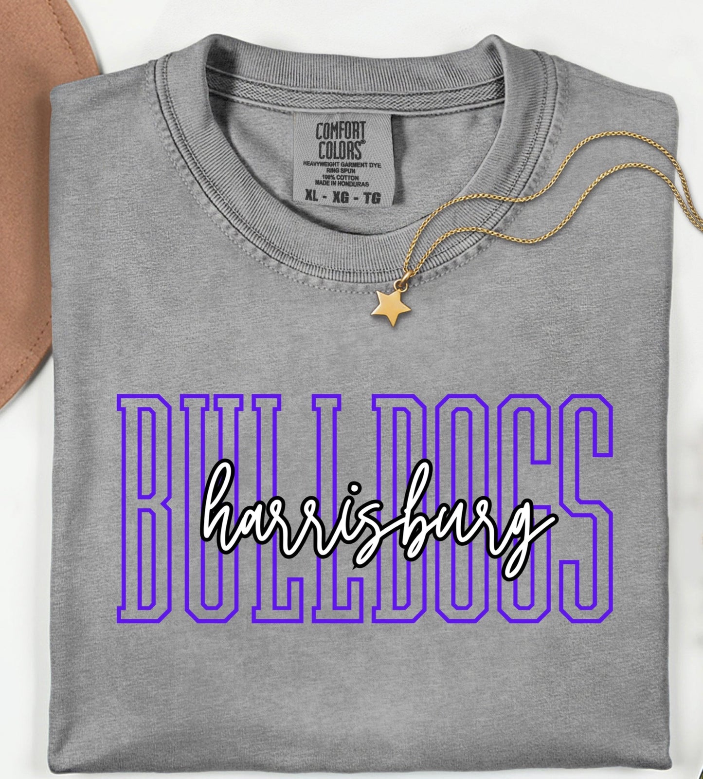 Pre-Order: School Spirit Mascot Tee Harrisburg Bulldogs on Grey