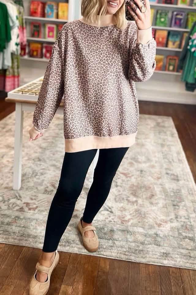 Ready to Ship: Mock Neck Leopard Top