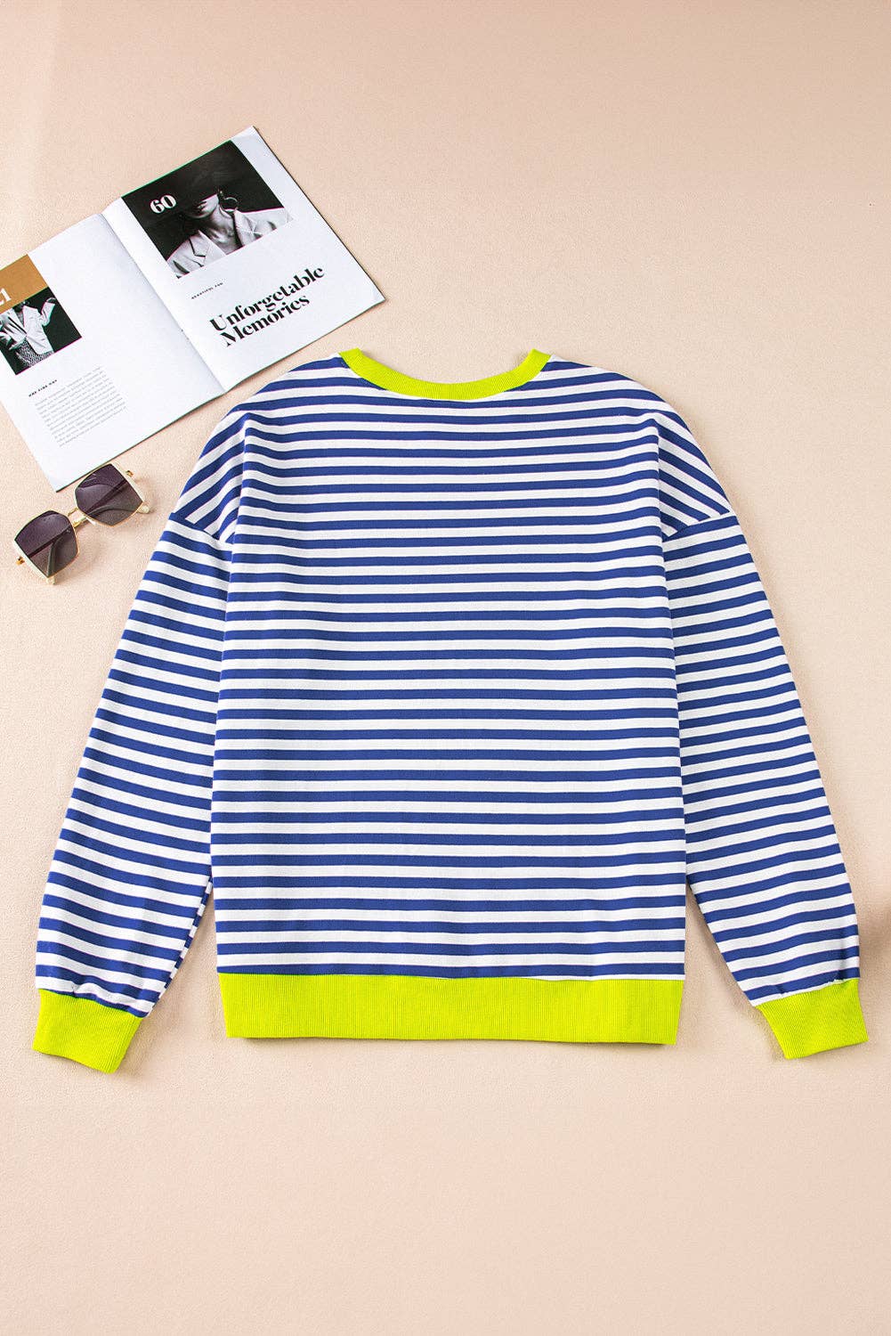 Ready to Ship: Stripe Contrast Ribbed Trim Sweatshirt