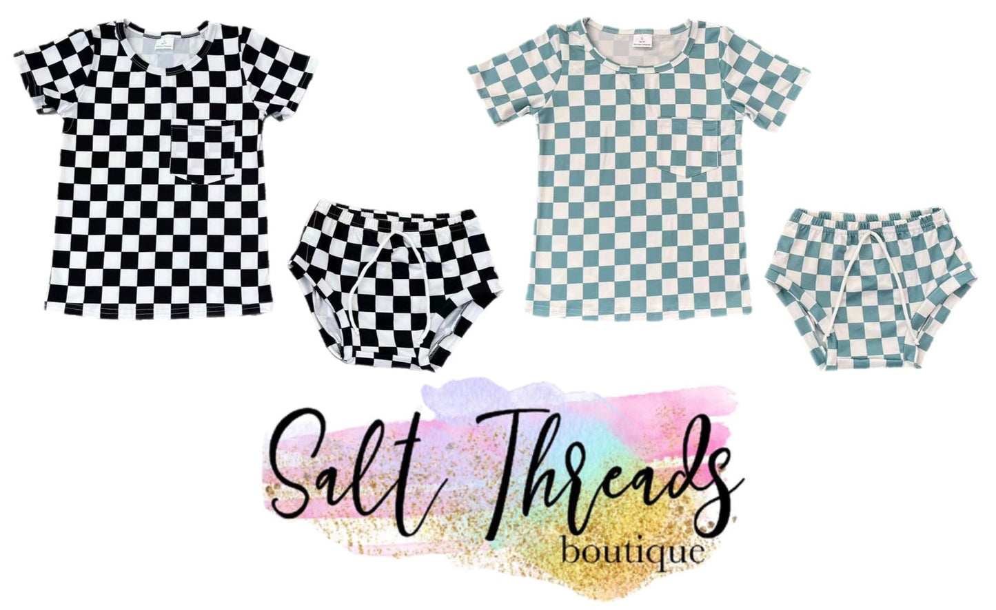 Toddler Blue Checkered Lounge Set (RTS)