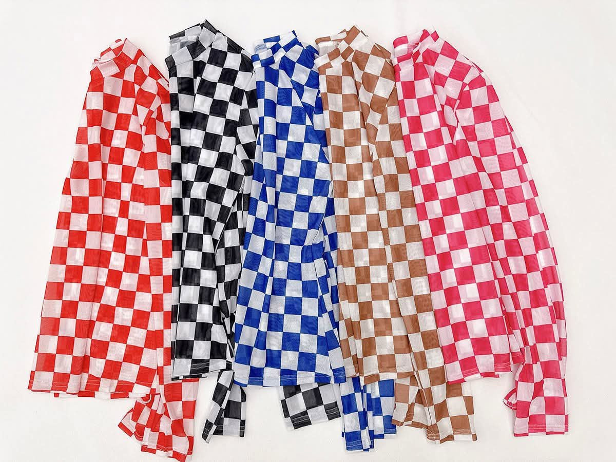 Pre-Order: Mom & Me Checkered Mesh Top