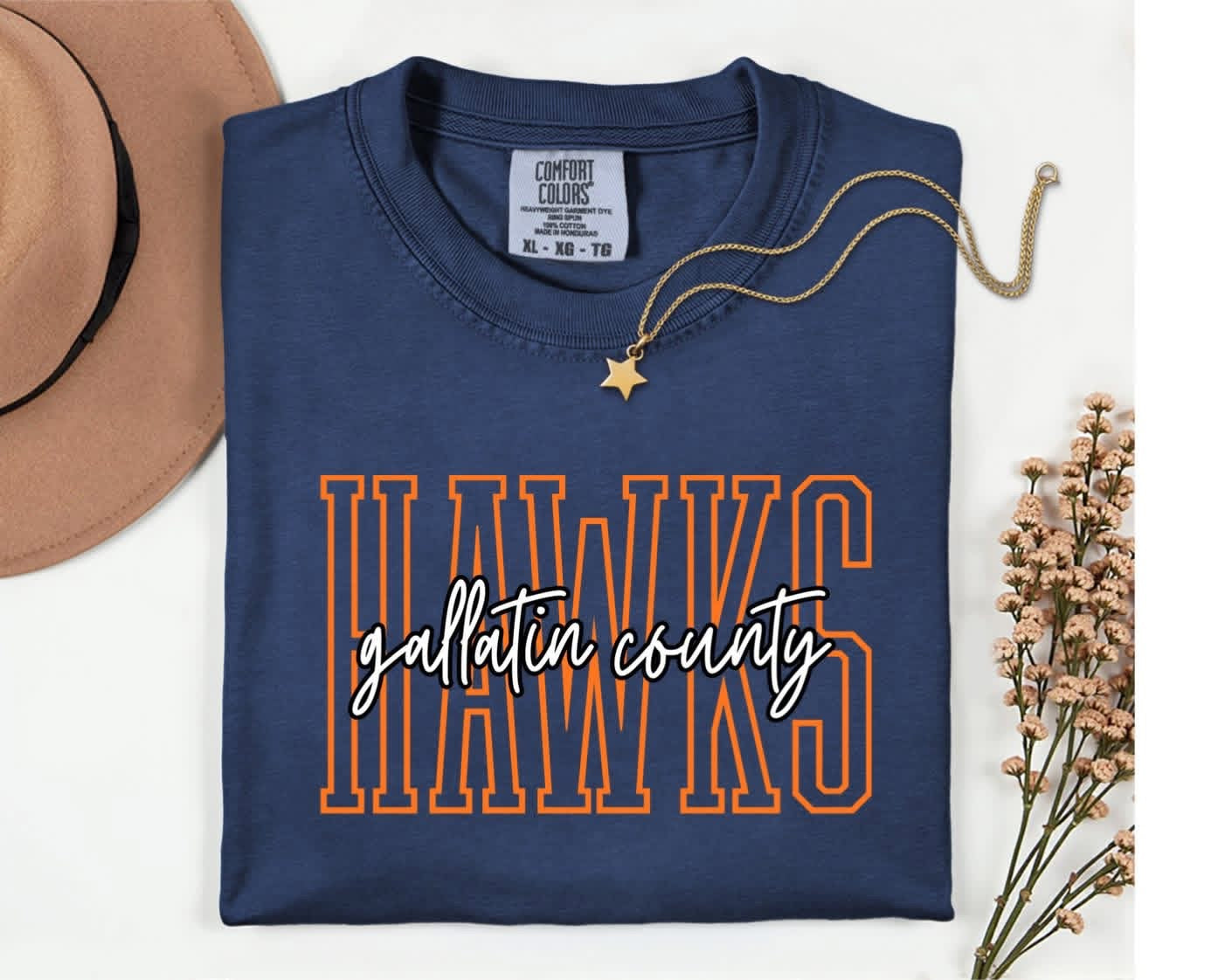 Pre-Order: School Spirit Mascot Tee Gallatin County Navy
