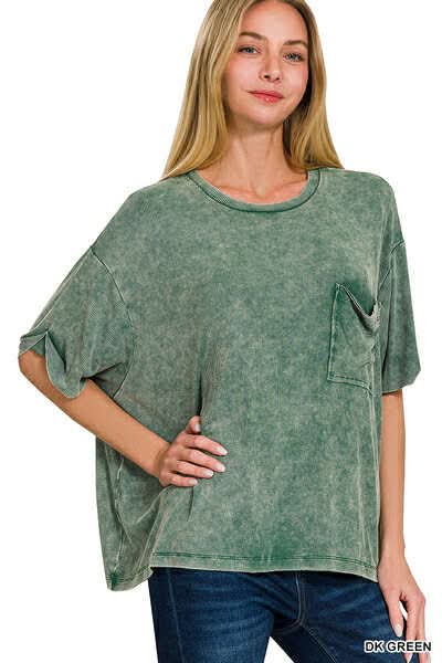 Ready to Ship: Acid Wash Pocket Tee