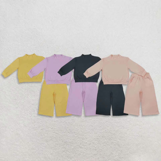 Pre-Order: Girls Yoga Fabric Mock Neck & Wide Leg Pant Se