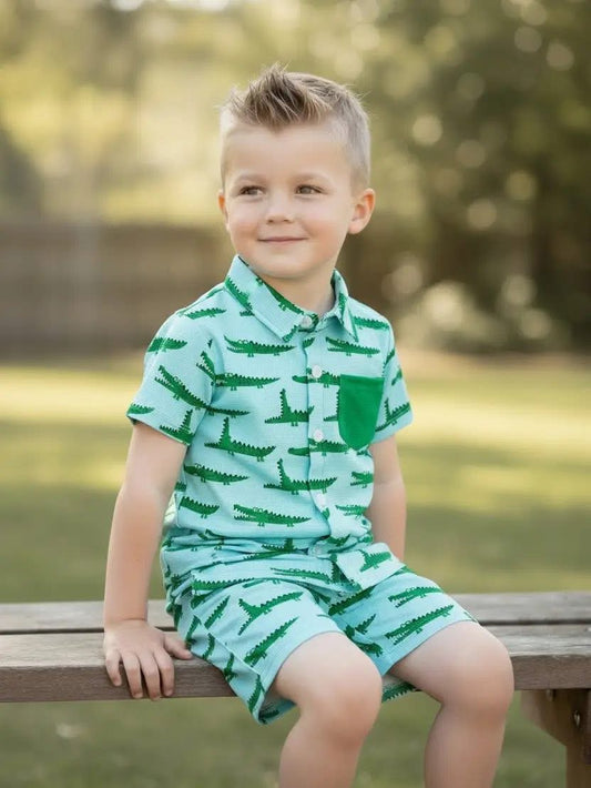 Pre-Order: Boys Button Up Short Sets - Salt Threads