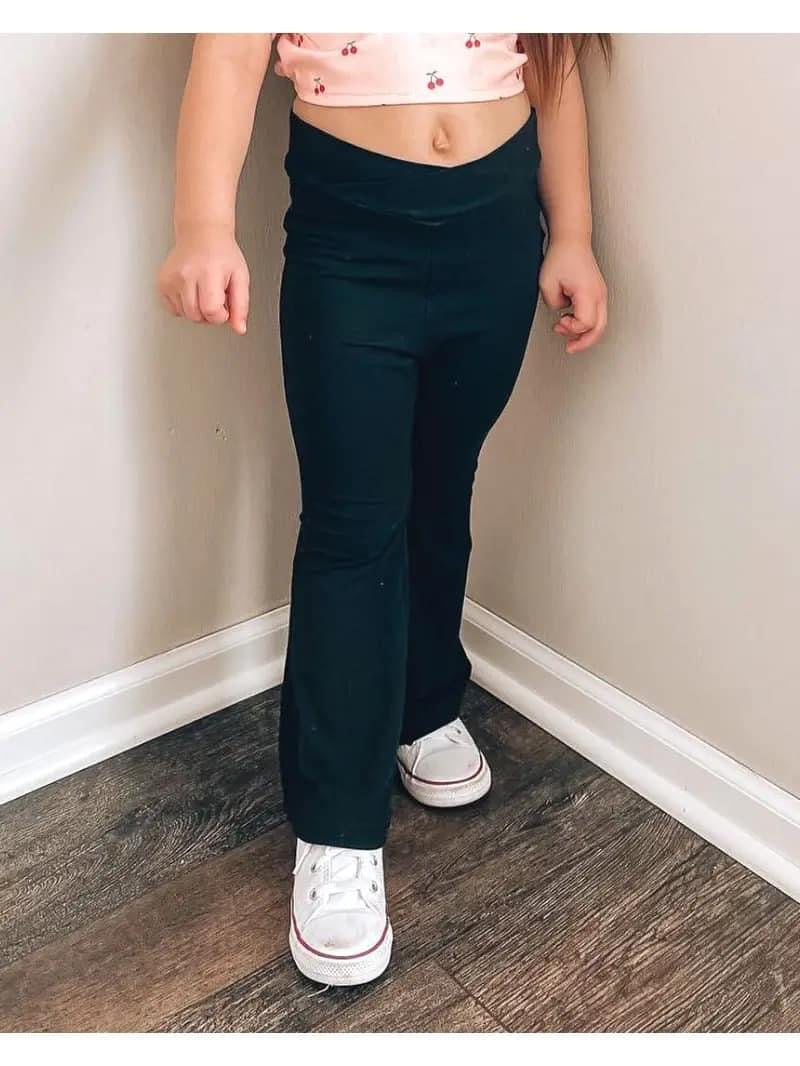 Girls Crossover Waist Black Flares {RTS}