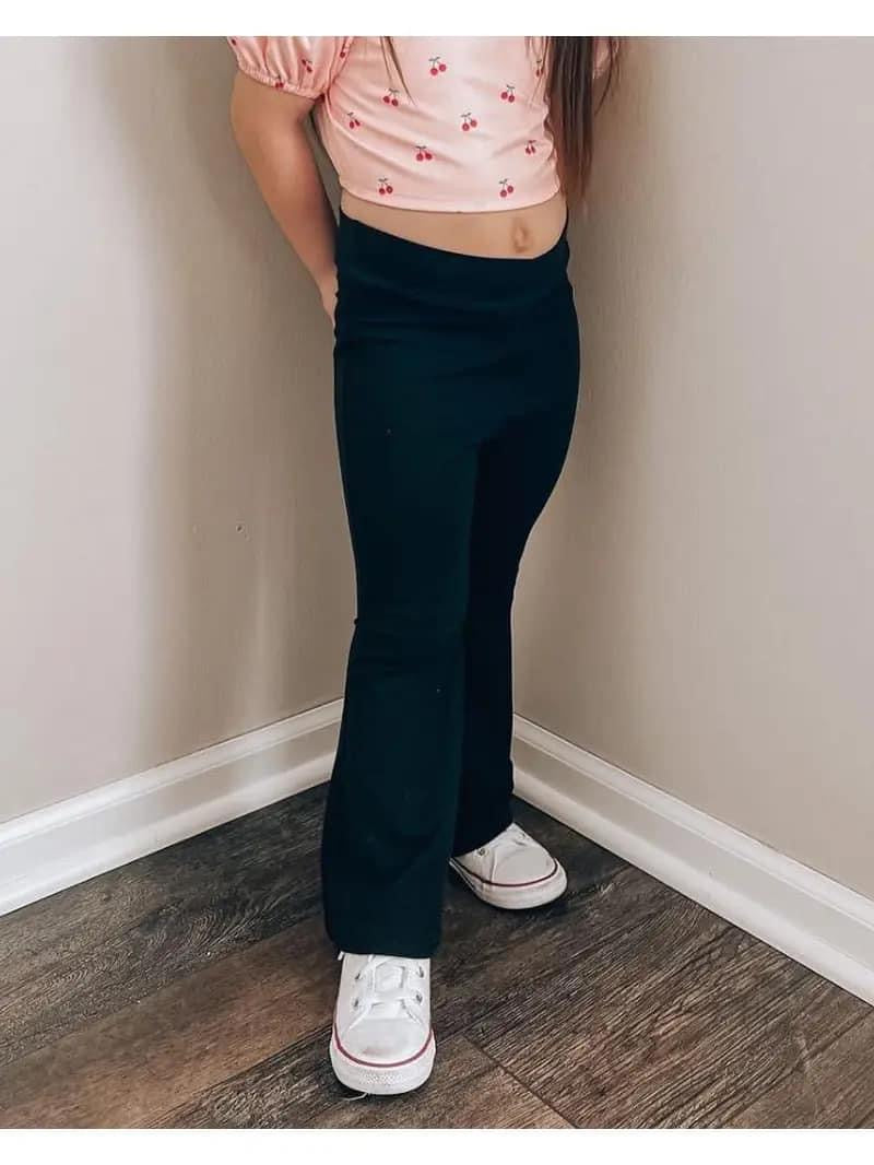 Girls Crossover Waist Black Flares {RTS}