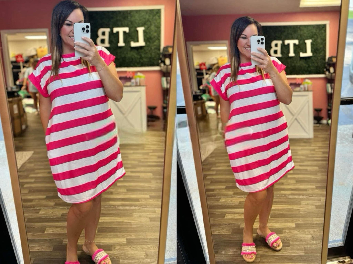 Tan Striped Tshirt Dress {RTS}