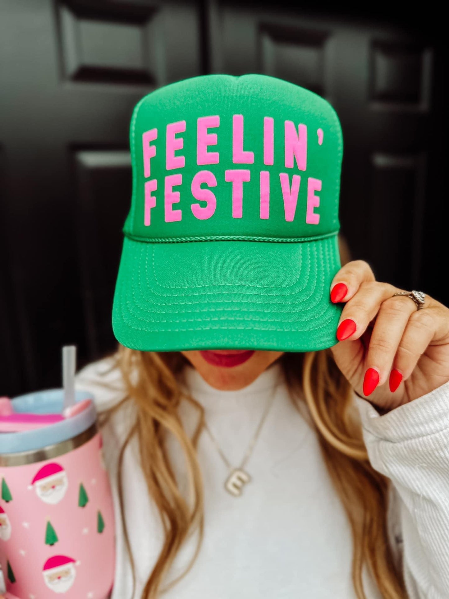 🩷🤩💚 FEELIN’ FESTIVE 💚🤩🩷 Trucker Hat {RTS}