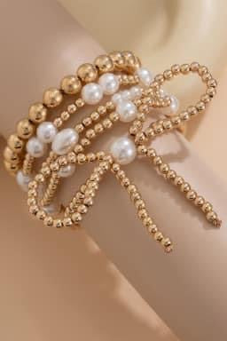 Gold Bow Bracelet Stack {RTS}