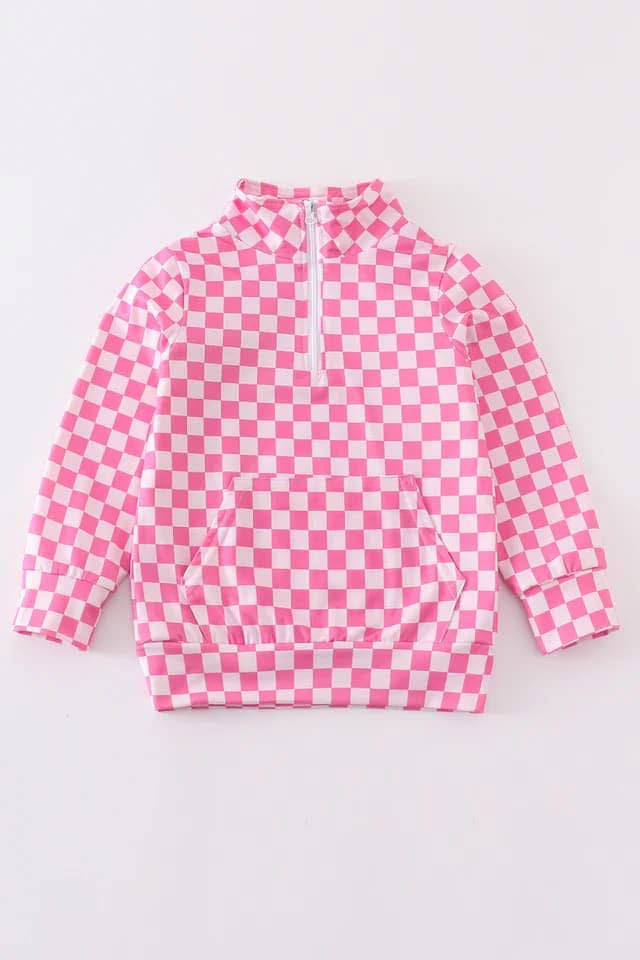 Pink Checkered Pullover {RTS}