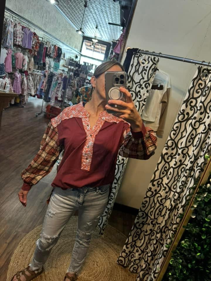 Plaid Collared Top {RTS}