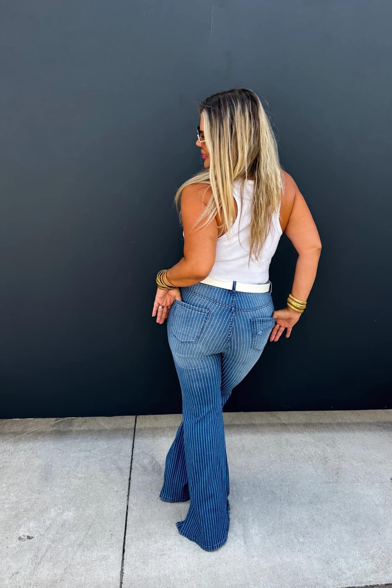 ⭐️ Take Sides Pinstripe Jeans ⭐️ {RTS}