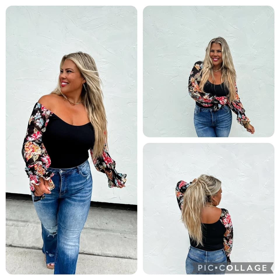 Sienna Floral Sleeve Bodysuit {RTS}