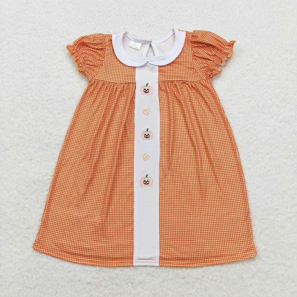 Girls Orange Gingham Pumpkin/Candy Corn Dress {RTS}