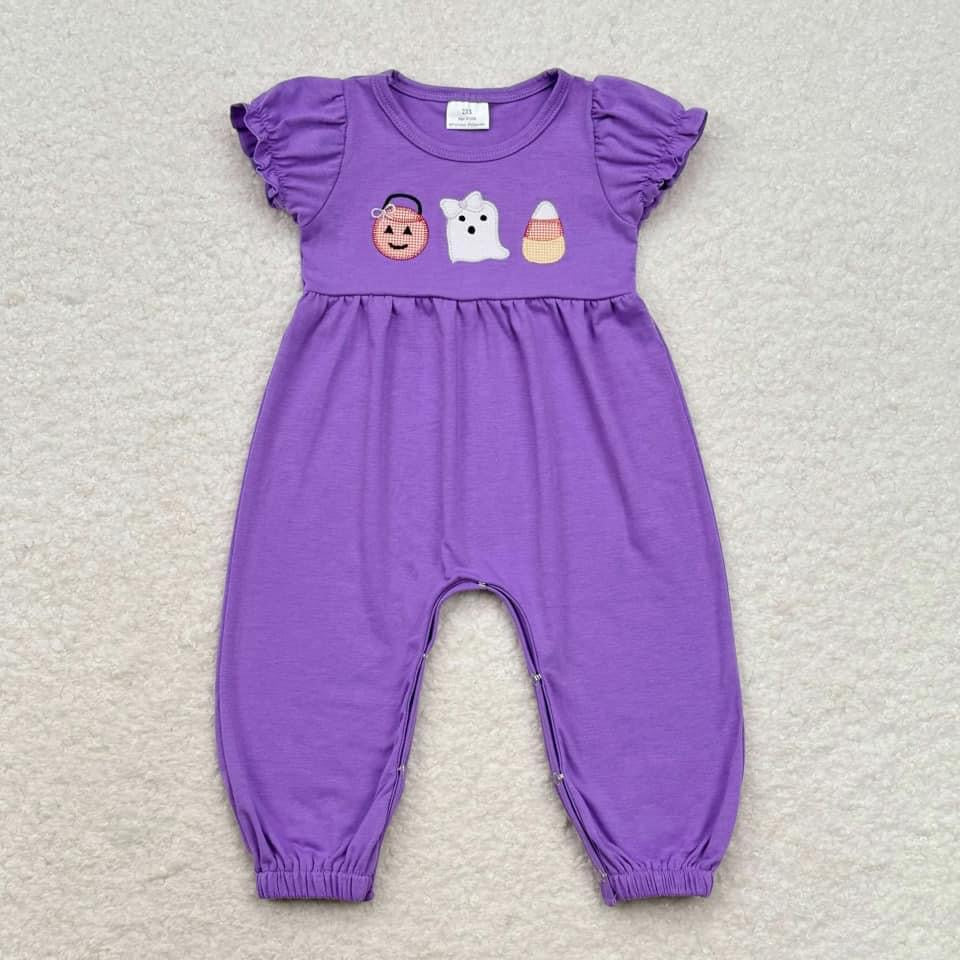 Baby Girls Purple Halloween Romper {RTS}