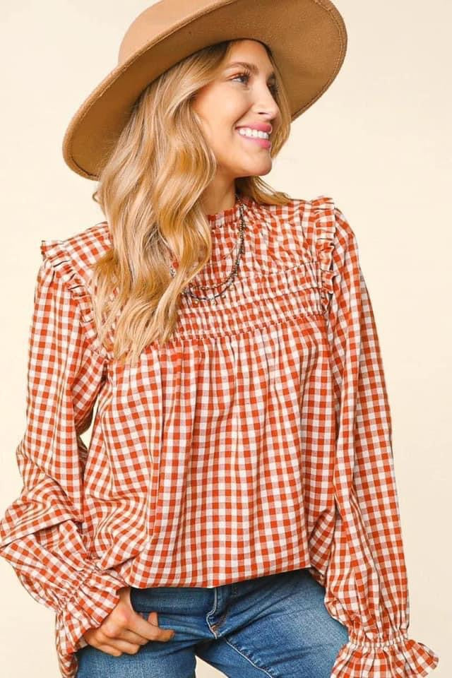 Frilled Mock Neck Keyhole Top {RTS}