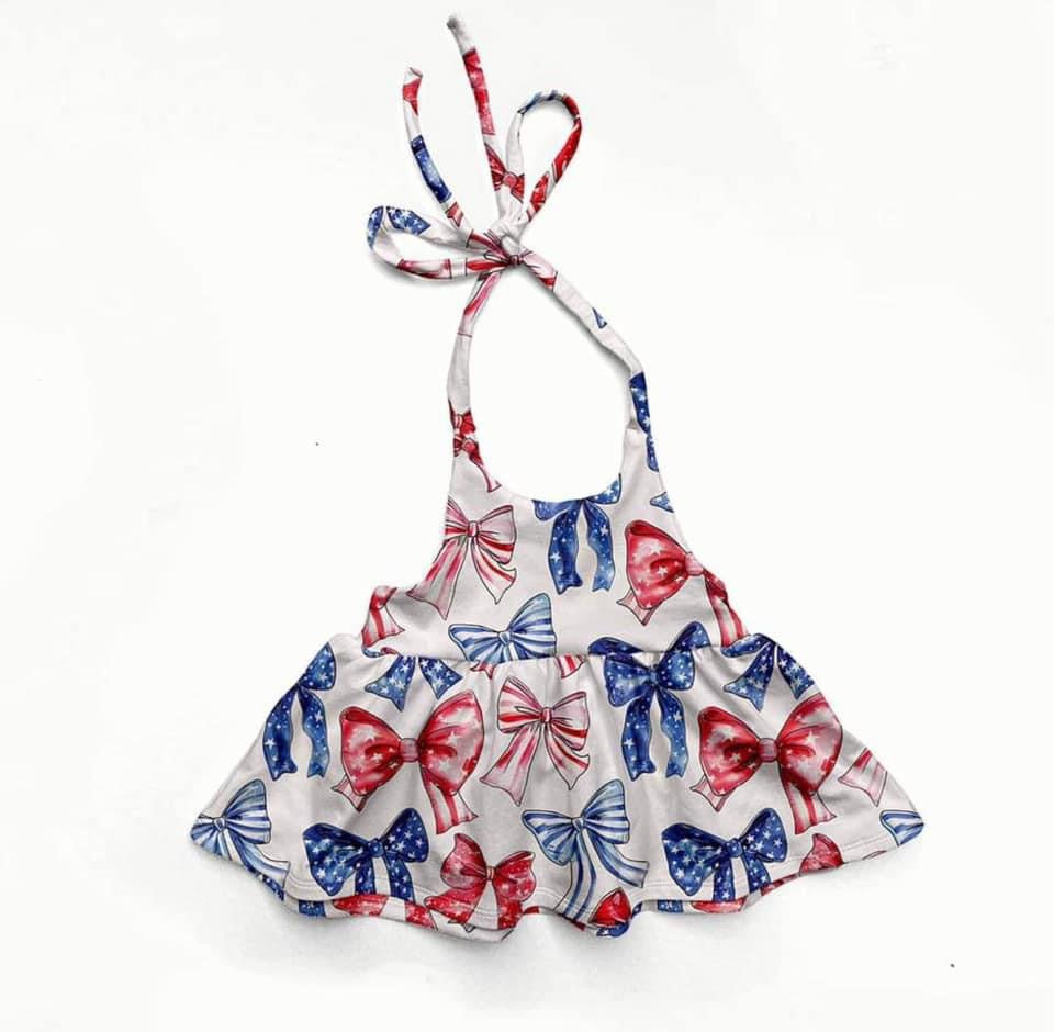 Patriotic Bows 🎀 Halter Peplum {RTS}