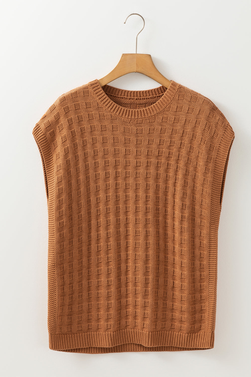 Camel Textured Knit Sweater Vest {RTS}