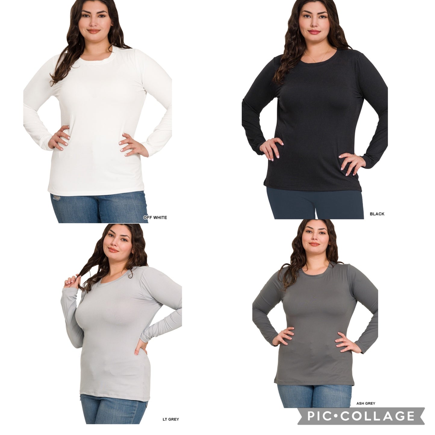 Brushed Microfiber Long Sleeve Round Neck Tee {RTS}