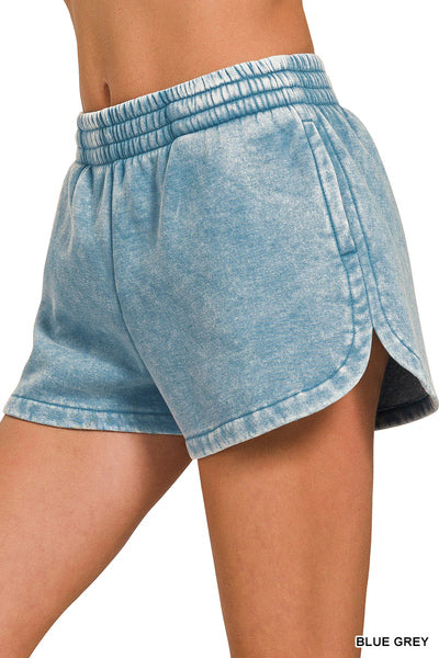 Zenana Acid Washed Dolphin Shorts {RTS}