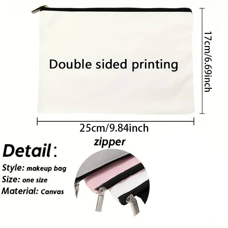 LINEN DOUBLE-SIDED PRINT COSMETIC BAG {RTS}