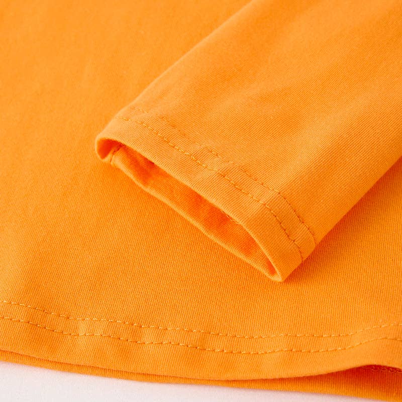 Boys Halloween Pumpkin Chenille Patches Orange Long Sleeves Top