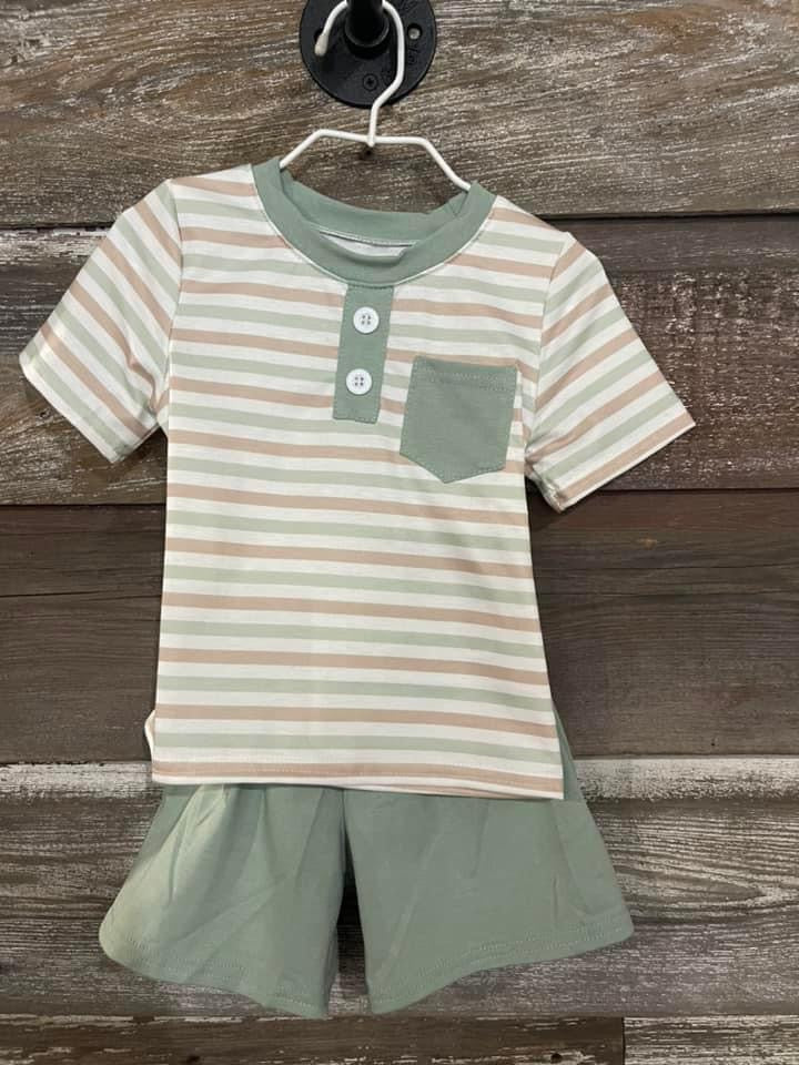 Striped Boys Short Set (RTS) - Salt Threads