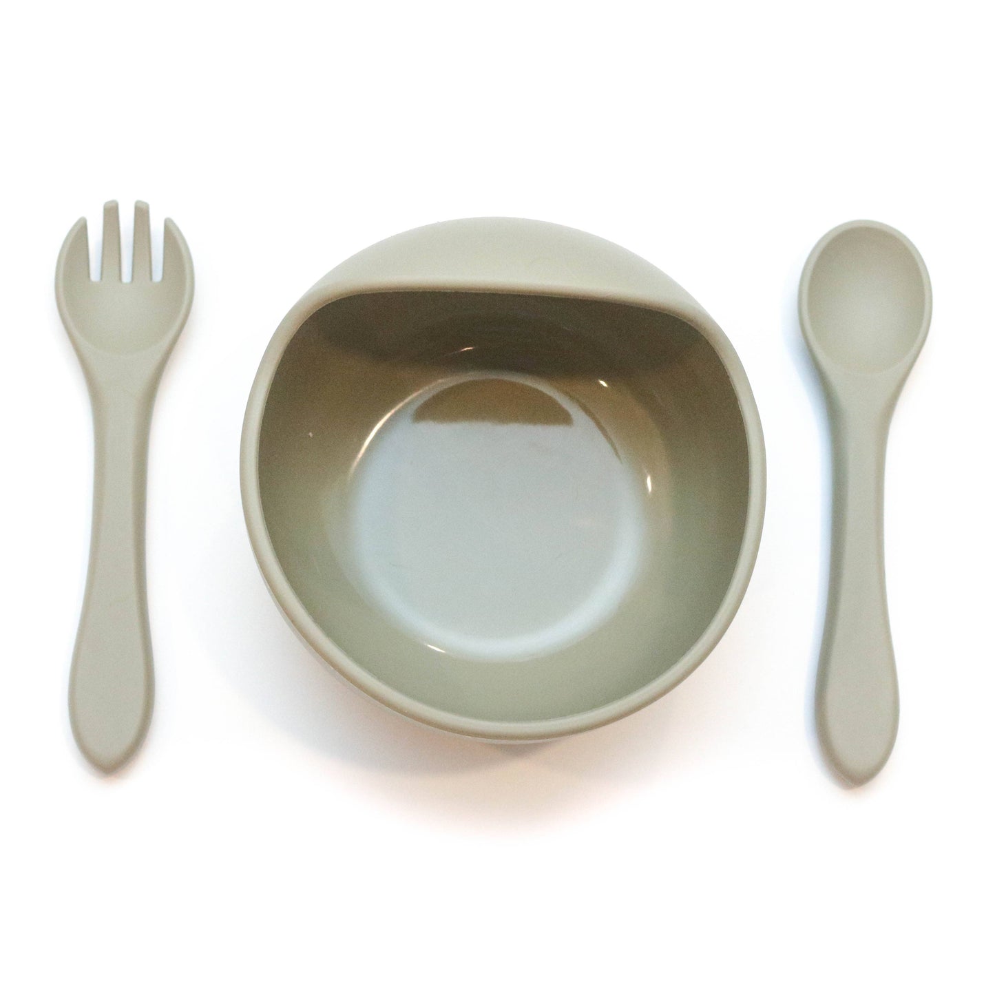 Silicone Bowl & Utensil Set - olive