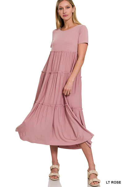 Short Sleeve Tiered Midi Dress {READY TO SHIP}