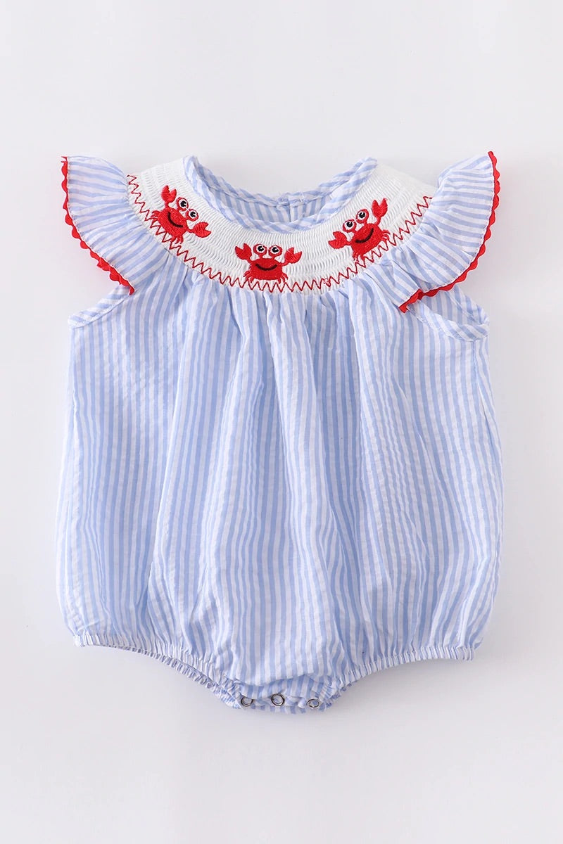 Blue Crab Ruffle Romper