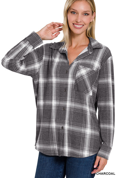 Zenana Plaid Button Up