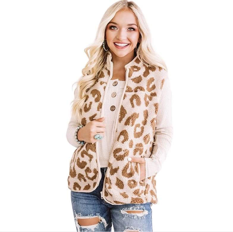 Leopard Sherpa Vests