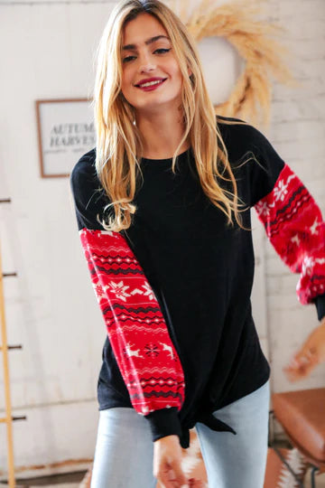 Black & Red Fairisle Top