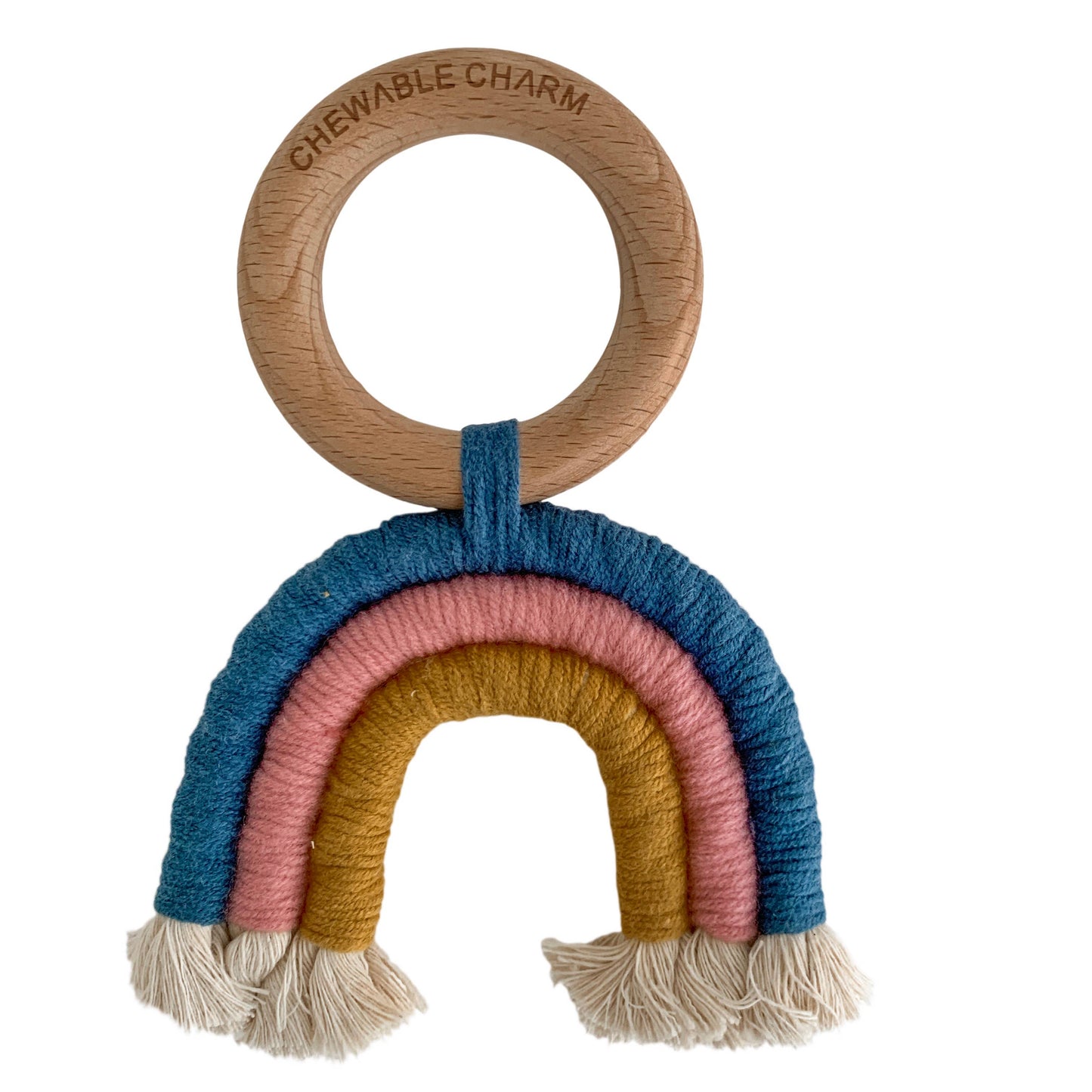 Rainbow Macrame Teether- Teal + Rose - Salt Threads