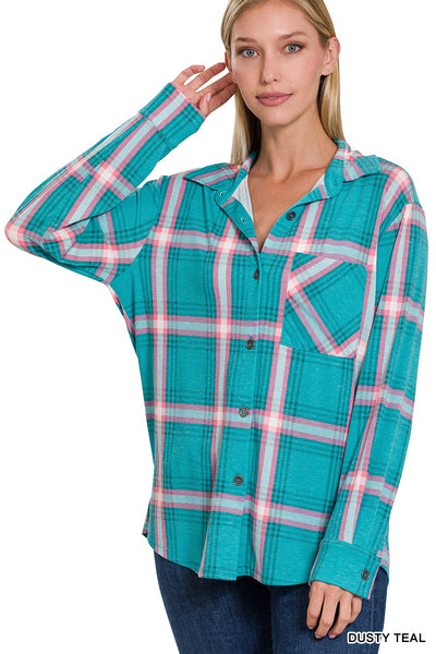 Zenana Plaid Button Up